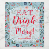 酒を食べ飲みて聖降誕祭お目出とう ワインラベル (シングルラベル)