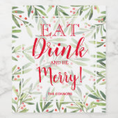 酒を食べ飲みて聖降誕祭お目出とう ワインラベル (シングルラベル)