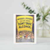 「酒を飲まない」ヴィンテージ禁止ポスター ポストカード (スタンド正面)