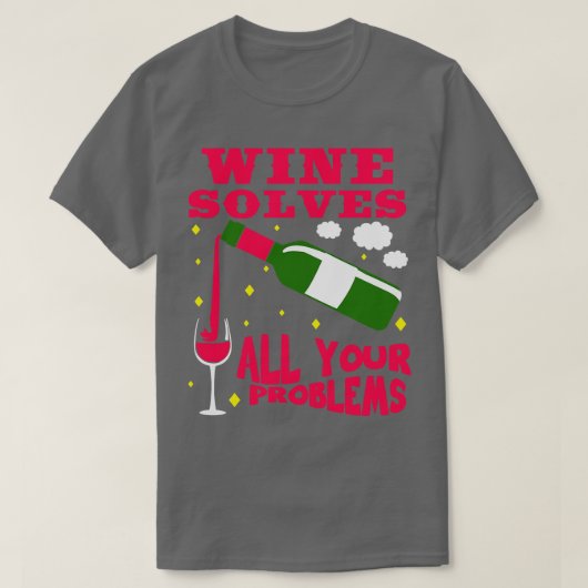 酒を飲むと諸問題が解決する Tシャツ (デザイン正面)