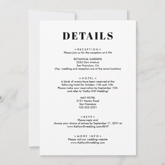 酒を飲むと食べ物の悪い踊りが心結婚中に響く 招待状 (裏面)