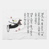 酒を飲む猫聞よ、彼女は飲 キッチンタオル (横)