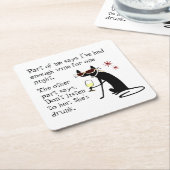 酒を飲む猫聞よ、彼女は飲 スクエアペーパーコースター (アングル)