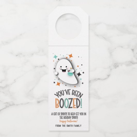 酒を飲んだビールのアルコールのハロウィーン ボトルネックタグ (正面)