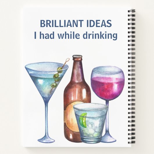 酒を飲んでいた時の鮮やかなアイディアおもしろい ノートブック (裏面)