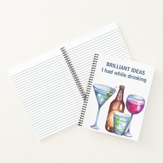 酒を飲んでいた時の鮮やかなアイディアおもしろい ノートブック (内部)