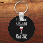 酒を飲んでも君の問題は解けぬおもしろい キーホルダー (正面)