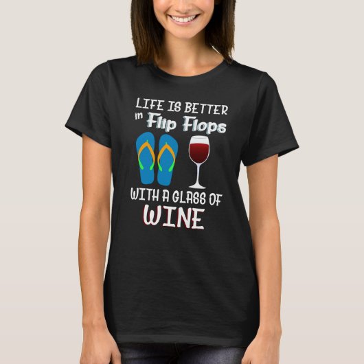 酒を飲んでビーチサンダルは命が好い Tシャツ (正面)