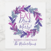 酒を飲んで赤紫色の花輪を楽しみなさい ワインラベル (シングルラベル)