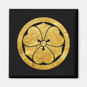 酒井門日本の武士フェイク氏金ゴールド マグネット (正面)