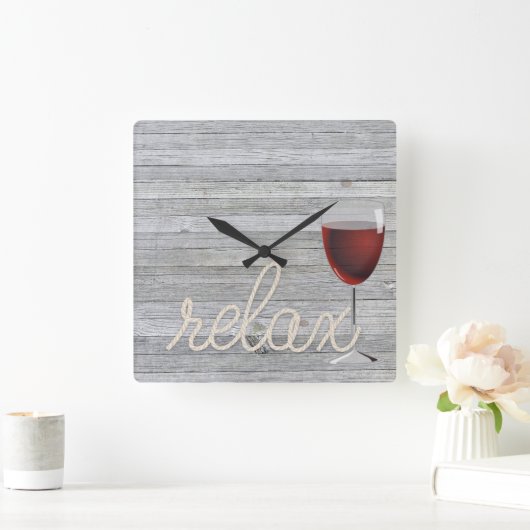酒航海のと文字で木にロープをリラックス掛ける スクエア壁時計 (ホーム)