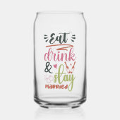 酒食べを飲み結婚した続け三周年記念 ガラス缶 (正面)