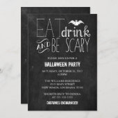 酒食べを飲んで怖がる|黒板 招待状 (正面/裏面)