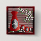 「酒」 缶バッジ (正面)