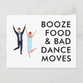 酒、食べ物、悪いダンスが日付をおもしろい守る動き 案内ポストカード (正面)