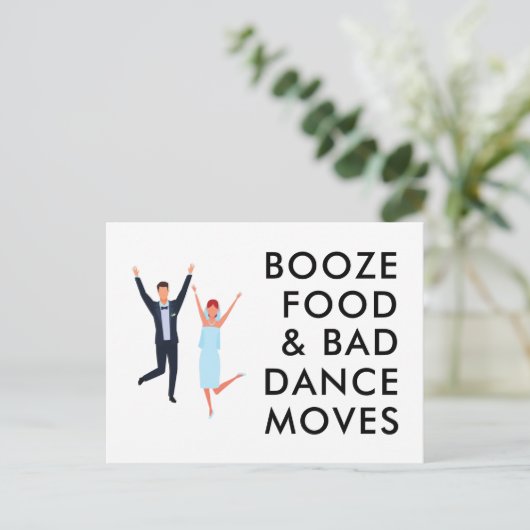 酒、食べ物、悪いダンスが日付をおもしろい守る動き 案内ポストカード (スタンド正面)