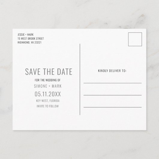 酒、食べ物、悪いダンスのウェディングおもしろいデートを保存 案内ポストカード (裏面)