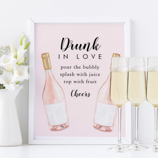 酔いしれて愛を祝う 花嫁のシャワー パーティー用ポップなバーの看板 ポスター