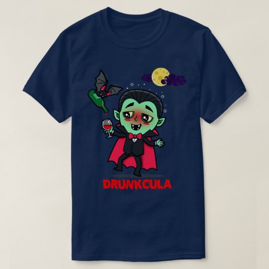 酔っおもしろいた可愛い飲ドラキュラヴァンパイアハロー Tシャツ (デザイン正面)