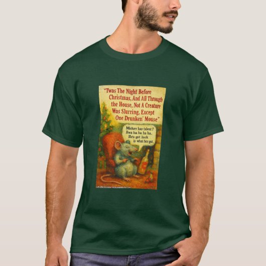 酔ったネズミ – クリスマスカードのカオス Tシャツ (正面)