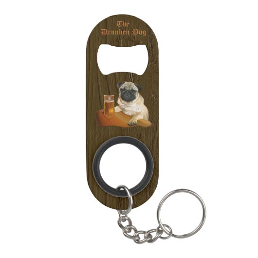 酔ったパグのロゴのキーホルダー及び栓抜き キーホルダー栓抜き (裏面)