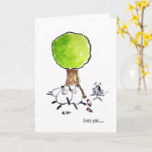 酔ったヒツジのバースデー・カード カード (黄色い花)