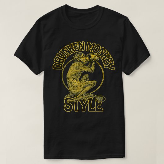 酔った猿スタイルカンフーボクシング70s酒ワイン tシャツ (デザイン正面)