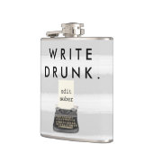 酔った編集します灰色のストライプの冷静なタイプライターを書いて下さい フラスク (左)