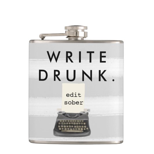 酔った編集します灰色のストライプの冷静なタイプライターを書いて下さい フラスク (正面)