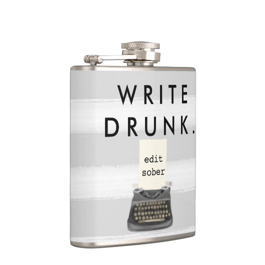 酔った編集します灰色のストライプの冷静なタイプライターを書いて下さい フラスク (右)