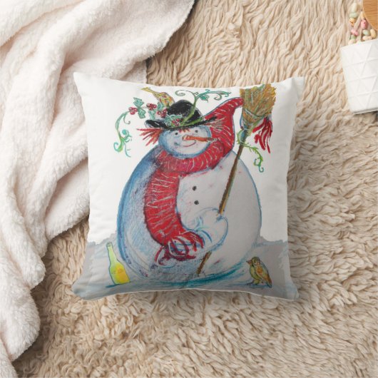 酔った雪だるま クッション (ブランケット)