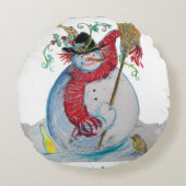 酔った雪だるま ラウンドクッション (正面)