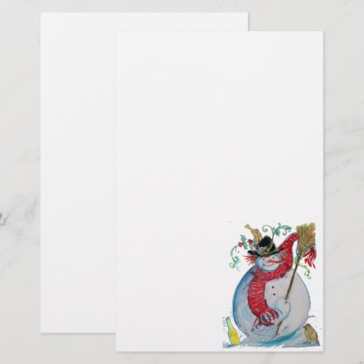 酔った雪だるま 便箋 (正面/裏面)