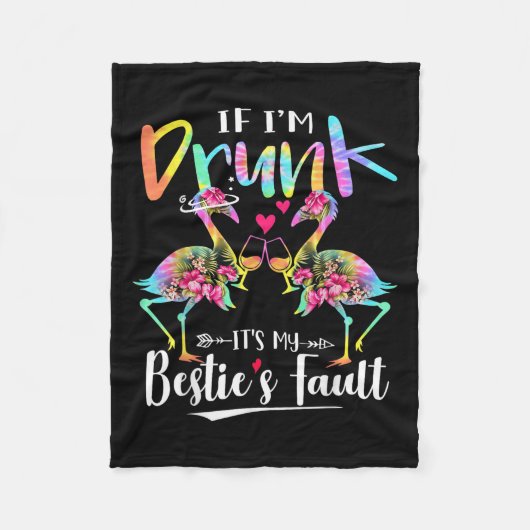 酔ってるのは私のIeのせい フラミンゴ フラワープリント フリースブランケット (正面)