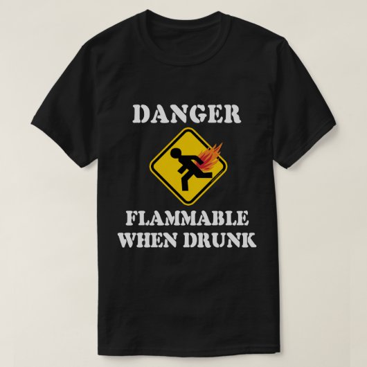 酔って危険 可燃性 - おもしろ屁ネタ Tシャツ (デザイン正面)
