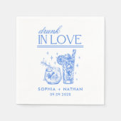 酔って恋に溺れる ワイングラス ウェディング スタンダードカクテルナプキン (正面)