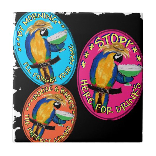 酔っぱらいのオウム タイル (正面)