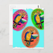 酔っぱらいのオウム ポストカード (正面/裏面)