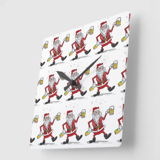 「酔っぱらいのサンタ」時計 スクエア壁時計 (傾斜)