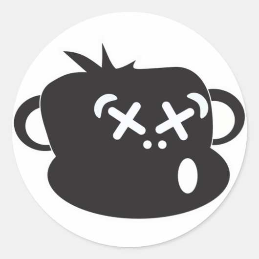 酔っぱらいのモンキーステッカー ラウンドシール (正面)