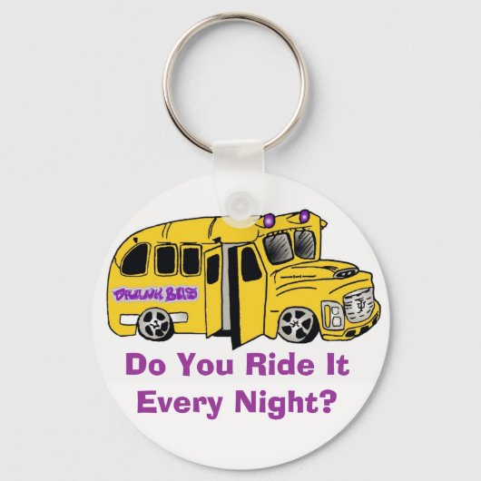 酔っぱらいのロゴ毎晩乗るか？ キーホルダー (正面)