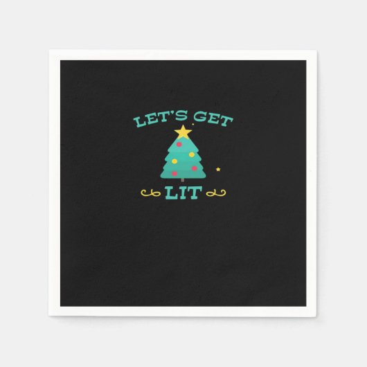 酔っぱらいクリスマスツリー Let's Get Lit スタンダードカクテルナプキン (正面)