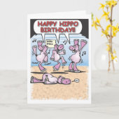 酔っぱらいヒッポス誕生日カード カード (黄色い花)