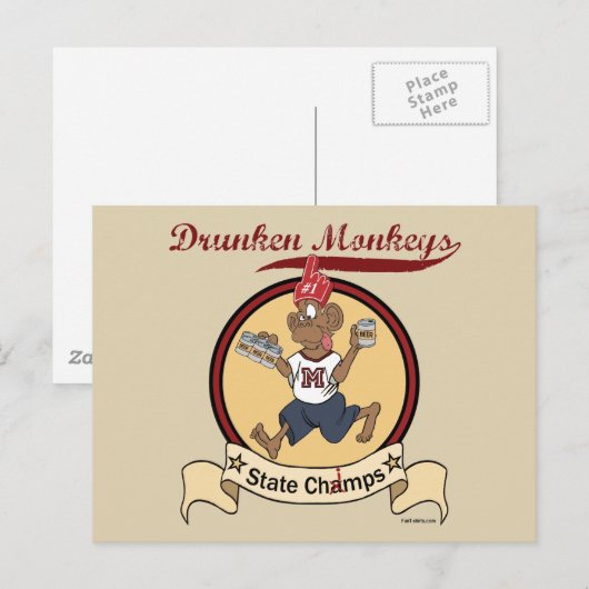 酔っぱらったサル ポストカード (正面/裏面)