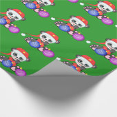 酔っぱらったサンタおよびクリスマスオーナメント ラッピングペーパー (角)