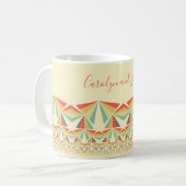 酔っぱらった三角形、ヴィンテージ色、あなたの名前 コーヒーマグカップ (正面左)