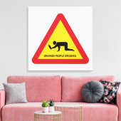 酔っぱらった人々が交通標識を横切る キャンバスプリント (インサイチュ (リビング))