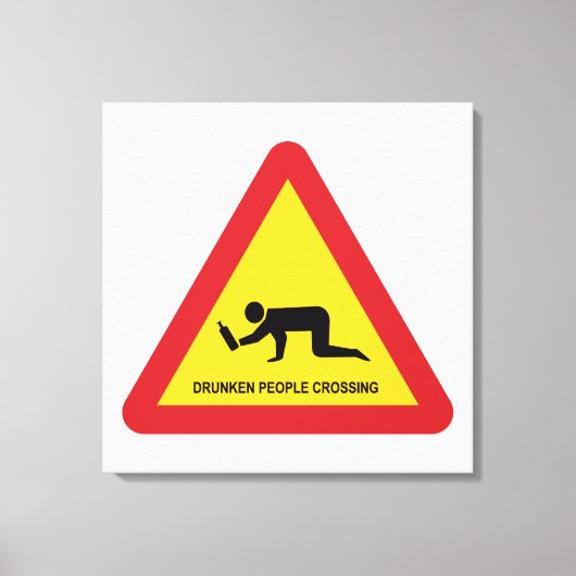 酔っぱらった人々が交通標識を横切る キャンバスプリント (正面)