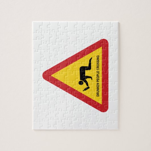 酔っぱらった人々が交通標識を横切る ジグソーパズル (縦)
