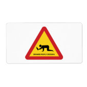 酔っぱらった人々が交通標識を横切る ラベル (正面)